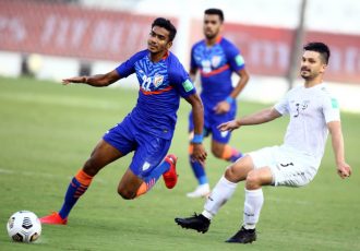 Indian national team winger Ashique Kuruniyan in action against Afghanistan in the FIFA World Cup Qatar 2022 and AFC Asian Cup China 2023 Qualifiers. (Photo courtesy: AIFF Media)