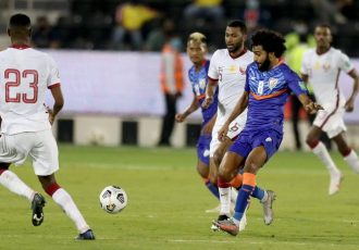 Indian national team midfielder Glan Martins in action against Qatar in the FIFA World Cup Qatar 2022 and AFC Asian Cup China 2023 qualifiers. (Photo courtesy: AIFF Media)