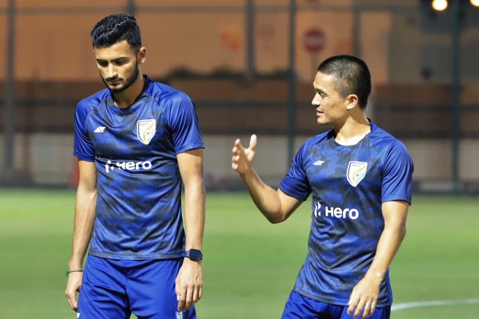 Indian national team strikers Manvir Singh and Sunil Chhetri. (Photo courtesy: AIFF Media)