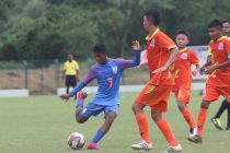 Shubho Paul in action for the India U-16 national team. (Photo courtesy: AIFF Media)