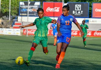 Manisha Kalyan in action for the Indian women's national team. (Photo courtesy: AIFF Media)