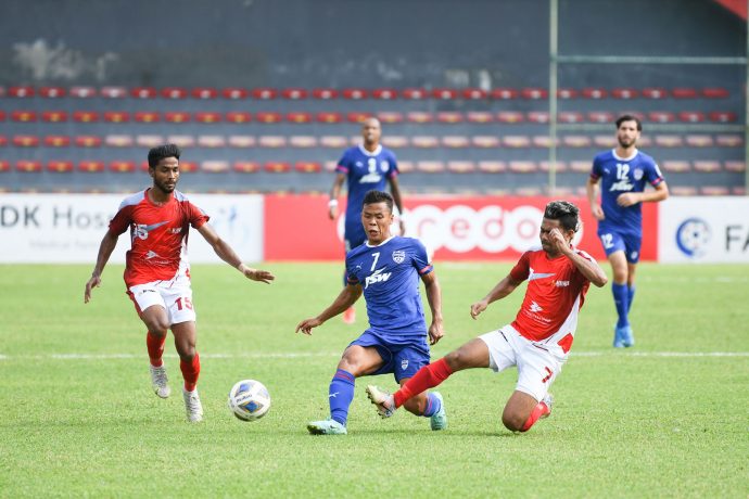 Bengaluru FC midfielder Suresh Singh Wangjam in action against Bashundhara Kings in an AFC Cup encounter at the National Stadium in Male, on Saturday, August 21, 2021. (Photo courtesy: Bengaluru FC)