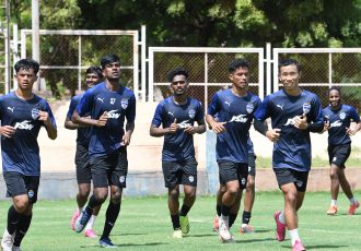 Bengaluru FC players in training at the Inspire Institute of Sport, in Bellary, ahead of their 2021 Durand Cup campaign. (Photo courtesy: Bengaluru FC)
