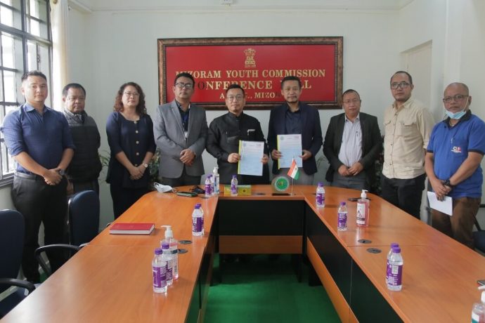 The Mizoram Football Association and Mizoram Youth Commission have signed an agreement on 21st September, 2021. (Photo courtesy: Mizoram Football Association)