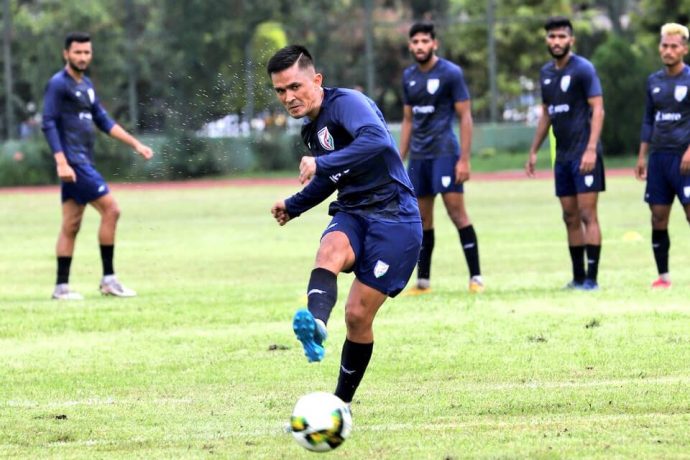 Indian national team captain Sunil Chhetri in training. (Photo courtesy: AIFF Media)