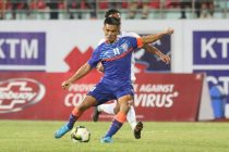 Indian national team captain Sunil Chhetri in action against Nepal in an international friendly match on September 5, 2021. (Photo courtesy: AIFF Media)