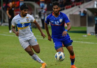 Indian national team midfielder Farukh Choudhary in action against Sri Lanka in the SAFF Championship 2021. (Photo courtesy: AIFF Media)