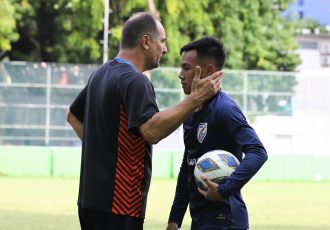 Indian national team head coach Igor Štimac and winger Udanta Singh. (Photo courtesy: AIFF Media)