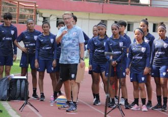 Indian Women's national team head coach Thomas Dennerby and his squad in training. (Photo courtesy: AIFF Media)