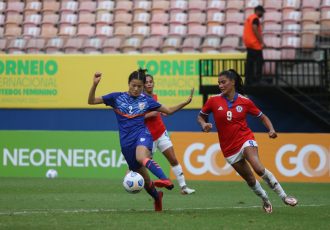 Torneio Internacional de Futebol Feminino match action between the women's national teams of India and Chile at the Arena da Amazônia in Manaus, Brazil on November 28, 2021. (Photo courtesy: AIFF Media)