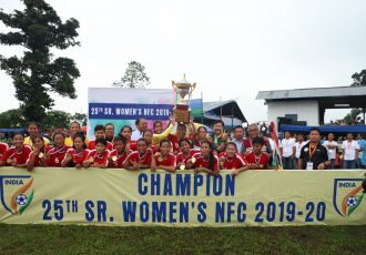 25th Senior Women's National Football Championship 2019–20 champions Manipur. (Photo courtesy: AIFF Media)