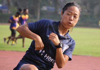 Indian women's national team winger Dangmei Grace in training. (Photo courtesy: AIFF Media)