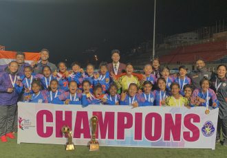 The India U-15 Women's national team after their victorious SAFF U-15 Women's Championship 2019 campaign. (Photo courtesy: AIFF Media)