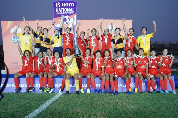 Hero Senior Women's National Football Championship 2021/22 champions Manipur. (Photo courtesy: AIFF Media)