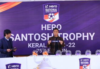 Former India defender Gouramangi Moirangthem Singh during the Hero Santosh Trophy draw ceremony. (Photo courtesy: AIFF Media)