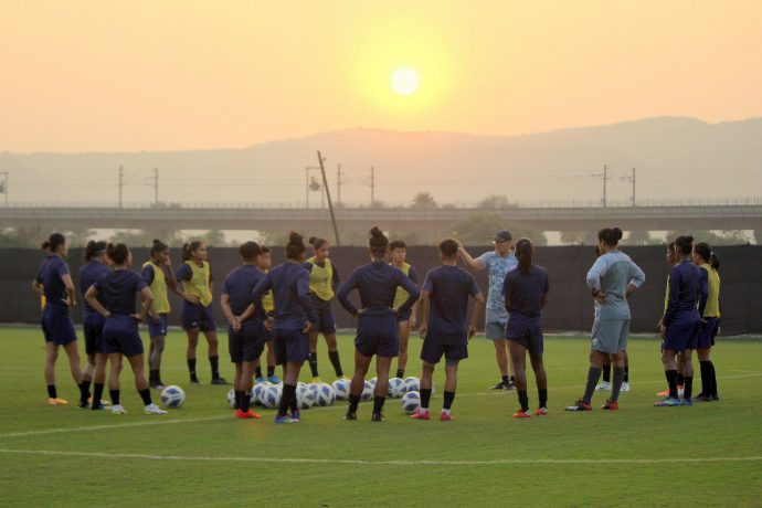 The Indian women’s national team in training. (Photo courtesy: AIFF Media)