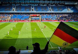 FIFA Women's World Cup Australia & New Zealand 2023 Qualifier between Germany and Portugal at the SchücoArena in Bielefeld on April 9, 2022. (Photo © CPD Football)