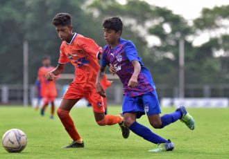 Bengaluru FC U-13 forward Atul Pulipra in action against FC Goa in the U13 JSW Youth Cup. (Photo courtesy: Bengaluru FC)