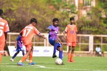 Bengaluru FC U-13s midfielder Chinmay Sudhakar in action against FC Goa in the JSW Youth Cup. (Photo courtesy: Bengaluru FC)