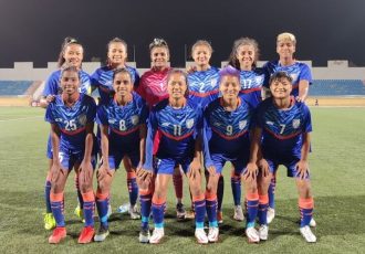 The Indian women's national team before their friendly match against Jordan at the Prince Mohammed Stadium in Zarqa, on Friday, April 8, 2022. (Photo courtesy: AIFF Media)