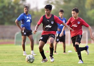 Bengaluru FC U-15 midfielder Basudev CM in training. (Photo courtesy: Bengaluru FC)