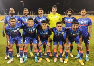 The Indian national team ahead of their friendly match against Jordan on May 28, 2022. (Photo courtesy: AIFF Media)