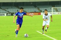 Indian national team midfielder Naorem Roshan Singh in action against Cambodia. (Photo courtesy: AIFF Media)