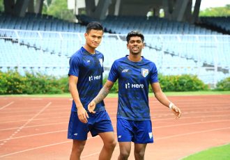 Midfielder Liston Colaco (right) at the Indian national team camp. (Photo courtesy: AIFF Media)